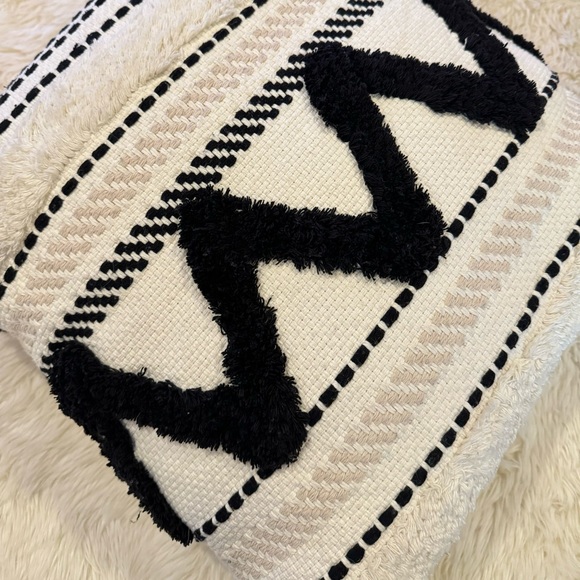 Black & White Textured Boho Accent Pillow Cover - Picture 3 of 10